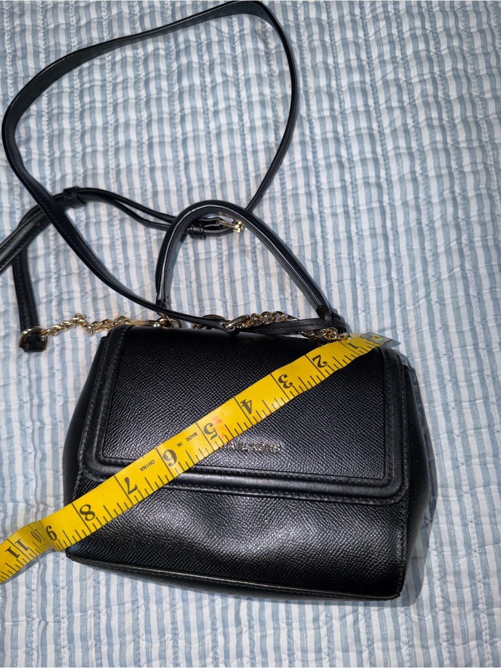 Michael Kors Black Top-Handle Crossbody with Gold Chain Accent